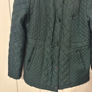 Laura Scott Green Zip-Up Jacket Removable hood w/zipper Small
